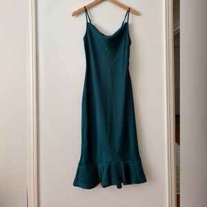 Band of Gypsies Satin Midi Dress New with Tags, Size XS with Ruffle Trim